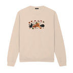 Black Cats Pumpkin Harvest Basket embroidered sweatshirt in Beige — chest embroidery