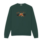 Black Cats Pumpkin Harvest Basket embroidered sweatshirt in Forest Green — chest embroidery