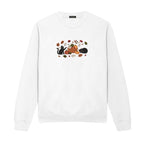 Black Cats Pumpkin Harvest Basket embroidered sweatshirt in White — chest embroidery
