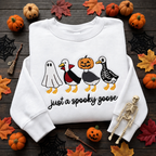 Just a Spooky Goose Four Costumes embroidered sweatshirt — chest embroidery