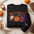 Halloween Ghost Haunted House Custom Name Sweatshirt embroidered sweatshirt — front view