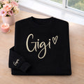 Gigi Script Heart Custom Grandkid Name embroidered sweatshirt — front view