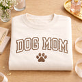 Dog Mom Varsity Arch Tone on Tone embroidered sweatshirt — front view