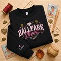 Ballpark Mama Custom Name Baseball embroidered sweatshirt — front view