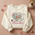Nurse Life Stethoscope Heart Wildflower Custom Name embroidered sweatshirt — front view