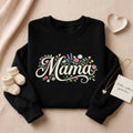 Mama Script Wildflower Garden embroidered sweatshirt — front view