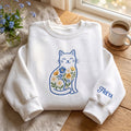 Personalized Cat Silhouette Wildflower embroidered sweatshirt — front view