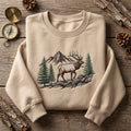 Elk Mountain Forest Scene embroidered sweatshirt — front view