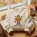 Personalized Ready for Halloween Frog Pumpkin embroidered sweatshirt — front view