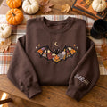 Personalized Floral Bat Autumn Moon embroidered sweatshirt — front view
