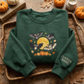 Personalized Bats Full Moon Pumpkins embroidered sweatshirt — front view