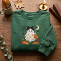 Personalized Ghost with Bow Candy Corn embroidered sweatshirt — front view