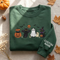 Personalized Halloween Black Cats Pumpkin Ghost embroidered sweatshirt — front view