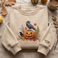 Personalized Raven Jack O Lantern Autumn embroidered sweatshirt — front view
