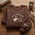 Personalized Off to Shelf Books Goose embroidered sweatshirt — front view