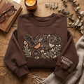 Personalized Botanical Bats Moth Wildflowers embroidered sweatshirt — front view