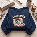 Personalized Diva Down Sleeping Penguin embroidered sweatshirt — front view