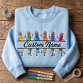 Personalized Name Rainbow Crayon Friends Characters embroidered sweatshirt — front view