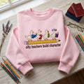 Silly Teachers Build Character Ducks on Pencil embroidered sweatshirt — front view