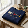 Personalized Teacher Name Open Book Scissors Apple Glasses Pencil embroidered sweatshirt — front view