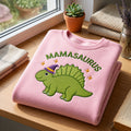 Mamasaurus Dinosaur Witch Hat Stars embroidered sweatshirt — front view