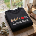 Personalized Teacher Name Coquette Bow Pencil Flower Apple Books embroidered sweatshirt — front view