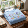 Kindergarten Wildflower Bouquet Colorful Letters embroidered sweatshirt — front view