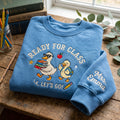 Personalized Teacher Duck and Duckling Book Stack Ready for Class embroidered quarter-zip — front view