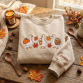 Personalized Fall Geese Pumpkin Basket Latte Maple Leaves embroidered sweatshirt — front view
