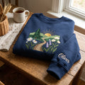 Personalized Wildflower Meadow Sunrise Pine Tree Path embroidered sweatshirt — front view