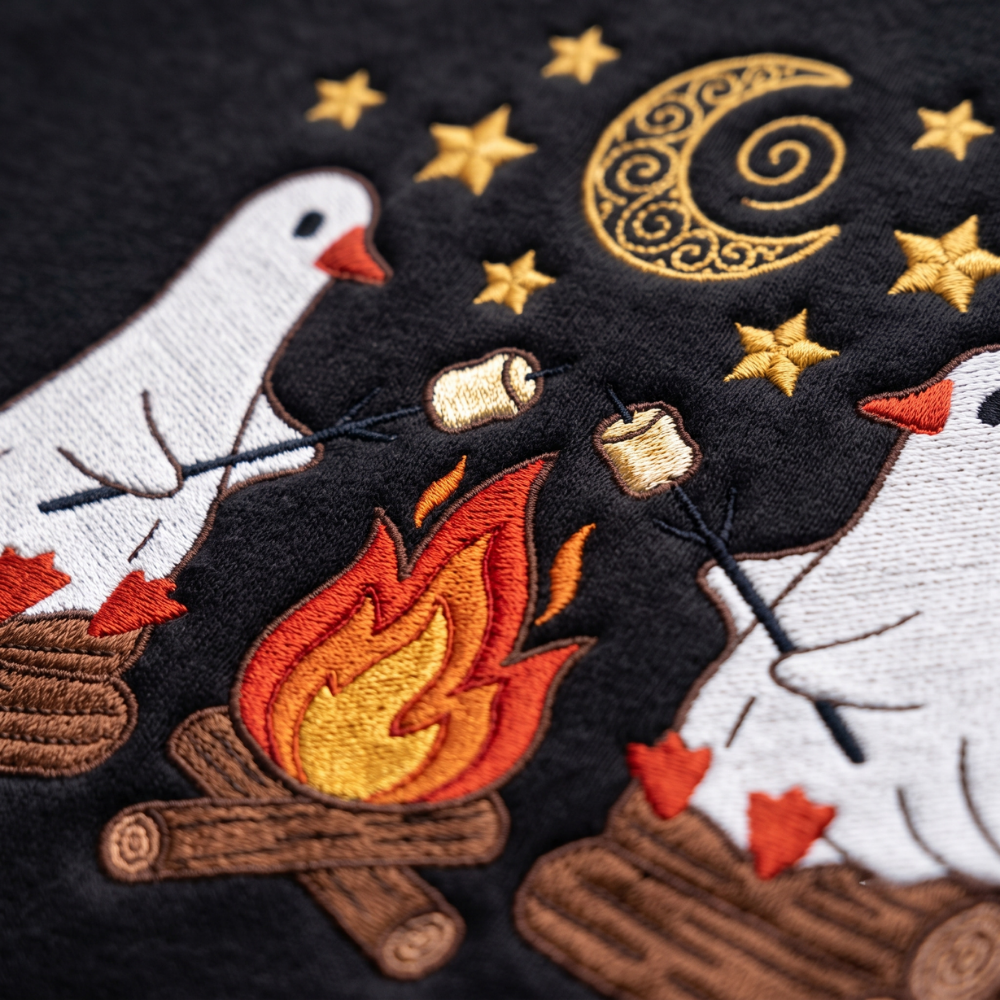 Personalized Halloween Ghost Goose Campfire embroidered sweatshirt — front view