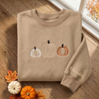 Personalized Fall Pumpkin Trio Minimalist Outline embroidered sweatshirt — front view