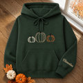 Personalized Fall Pumpkin Trio Minimalist Outline Embroidered Hoodie