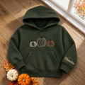 Personalized Fall Pumpkin Trio Minimalist Outline Embroidered Youth Hoodie
