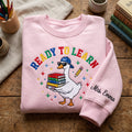 Personalized Teacher Goose Sunglasses Book Stack Pencil Ready to Learn embroidered sweatshirt — front view