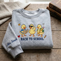 Personalized Teacher Three Ducklings Book Backpack Pencil to School embroidered sweatshirt — front view