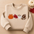 Fall Pumpkin Maple Leaf Latte Football Minimalist embroidered sweatshirt — front view