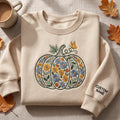 Personalized Floral Pumpkin Butterfly Wildflowers Custom Name Sleeve embroidered sweatshirt — front view