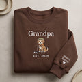 Personalized Grandpa Dog EST Year Kids Names Sleeve embroidered sweatshirt — front view