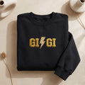 Gigi Rock Lightning Bolt Checkered Gold Letters embroidered sweatshirt — front view