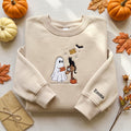 Personalized Halloween Ghost Black Cat Mailbox Pumpkin Bats Sparkles embroidered sweatshirt — front view