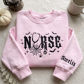 Personalized Halloween Nurse Gothic Stethoscope Spider Web Bats embroidered sweatshirt — front view