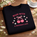Made with a Mother's Love Cherry Bow Stars Coquette embroidered sweatshirt — front view
