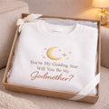 Godmother Proposal Crescent Moon Stars You're My Guiding Star Will You Be My Godmother embroidered sweatshirt — front view