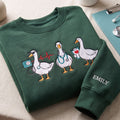 Personalized Nurse Goose Trio Stethoscope Heartbeat Clipboard embroidered sweatshirt — front view
