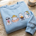 Personalized Summer Ghost Ice Cream Pool Float BBQ Cocktail Four Ghosts embroidered sweatshirt — front view