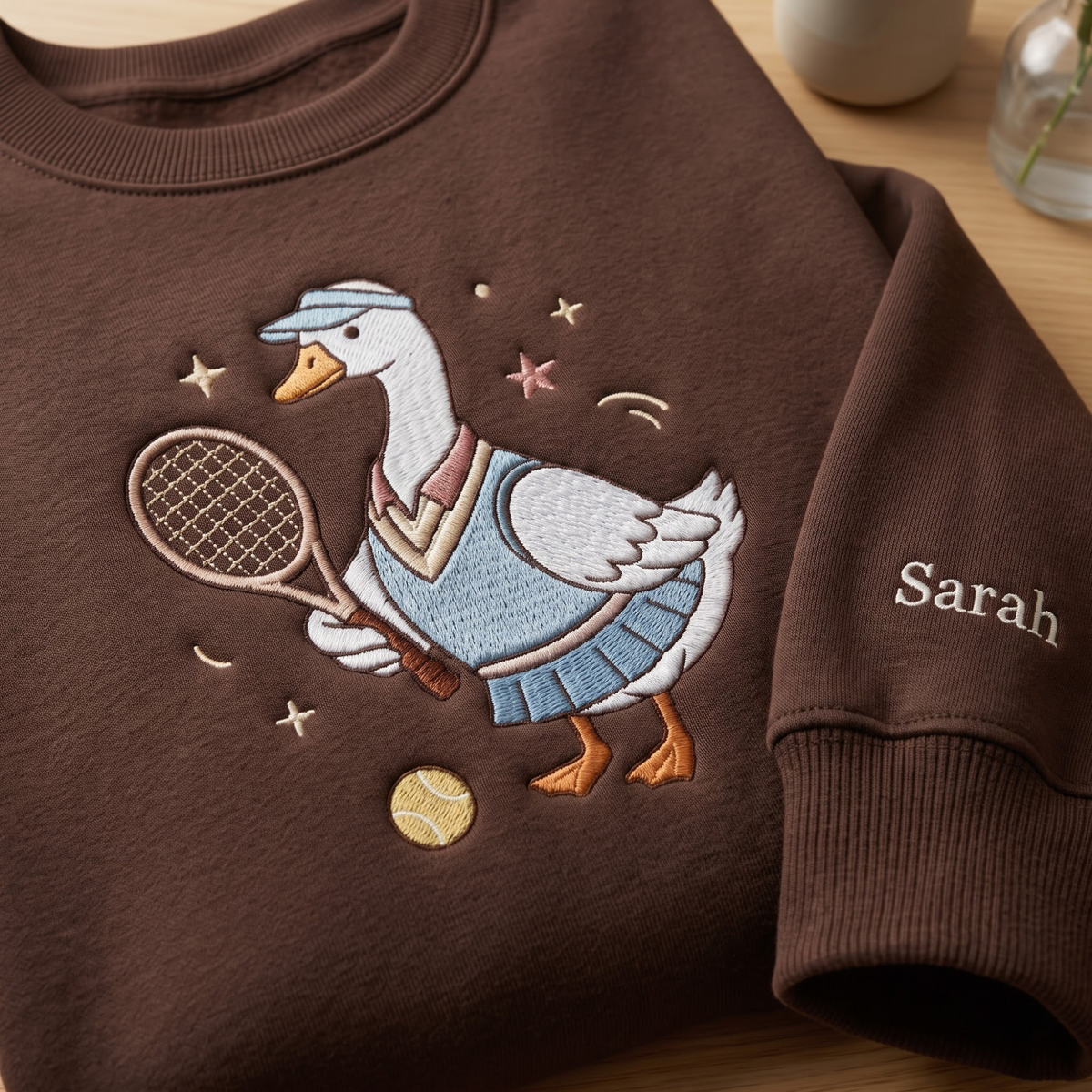Personalized Tennis Goose Racket Ball Stars Preppy Sport embroidered sweatshirt — front view