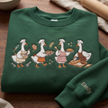 Personalized Baker Geese Four Chef Hats Aprons Bread Croissant Pie embroidered sweatshirt — front view