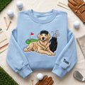 Personalized Golf Golden Retriever Caddie Hat Putting Green Flag Bag Clubs embroidered sweatshirt — front view