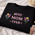 Best Mom Ever Wildflower Bouquet Paw Prints embroidered sweatshirt — front view